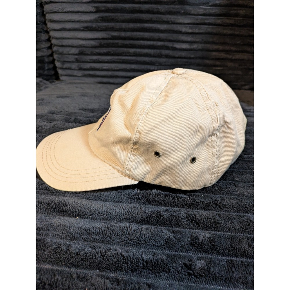 Vintage Tommy Hilfiger Dad Hat Tan Beige Made in USA Leather Strap Flag Logo Cap - Picture 3 of 8